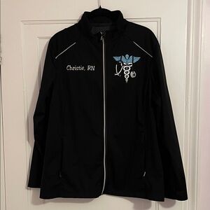 Lightweight Black Nurse Embroidered Jacket